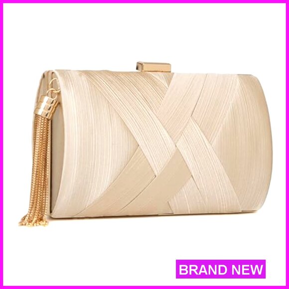 Elegant Evening Clutch with Tassel Removable Chain Straps Formal Wedding Party